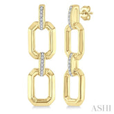 1/10 Ctw Bold Octagonal Link Round Cut Diamond Fashion Earring in Yellow Gold Vermeil