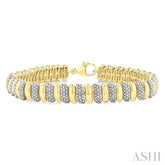 1/6 Ctw Bold Ribbed Swirl Round Cut Diamond Fashion Bracelet in Yellow Gold Vermeil