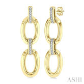 1/10 Ctw Bold Oval Link Round Cut Diamond Fashion Earring in Yellow Gold Vermeil