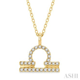 1/8 Ctw Libra Round Cut Diamond Zodiac Pendant With Chain in 10K Yellow Gold