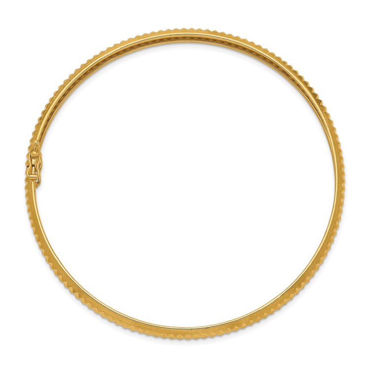 14k Polished Textured 5.00mm Flexible Round Bangle Bracelet