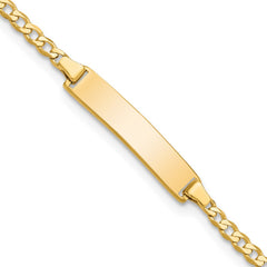 14k Polished Solid Chain/Solid Plate Flat Curb Link 22.5x4.5mm Plate 5.5 inch Baby/Child ID Bracelet