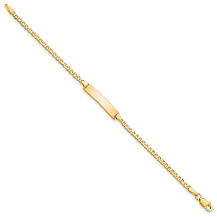 14k Polished Solid Chain/Solid Plate Flat Curb Link 22.5x4.5mm Plate 5.5 inch Baby/Child ID Bracelet