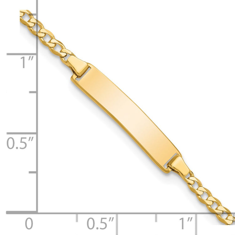 14k Polished Solid Chain/Solid Plate Flat Curb Link 22.5x4.5mm Plate 5.5 inch Baby/Child ID Bracelet