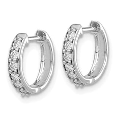 14k White Gold 1/4 carat Diamond Hinged Hoop Earrings