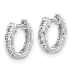 14k White Gold 1/10 carat Diamond Channel-set Hinged Hoop Earrings