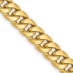14K 20 inch 6.75mm Semi-Solid Miami Cuban with Lobster Clasp Chain