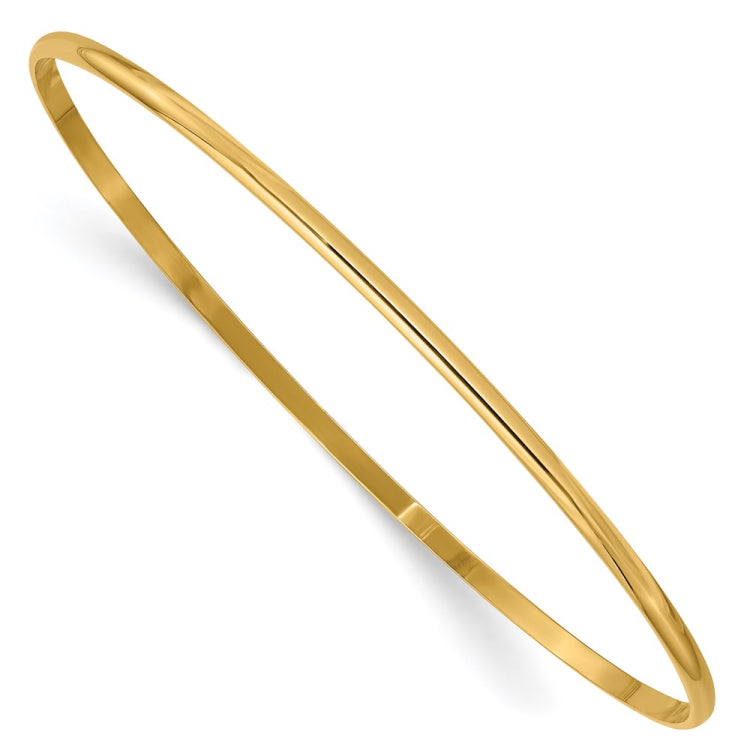 14k 2mm Solid Polished Half-Round Slip-On Round Bangle Bracelet