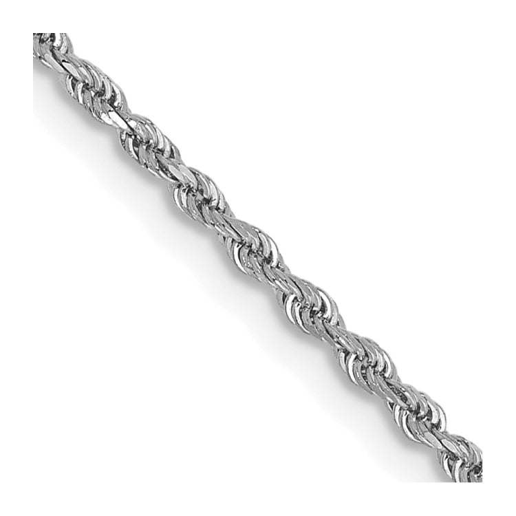14K White Gold 18 inch 1.5mm Diamond-cut Rope with Lobster Clasp Chain