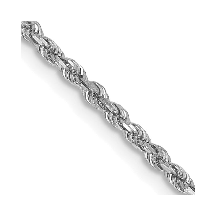 14K White Gold 20 inch 1.75mm Diamond-cut Rope with Lobster Clasp Chain