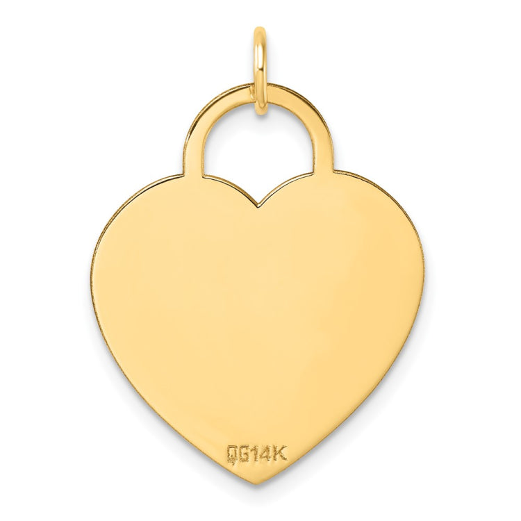 14K Polished Engravable 23mm Heart Disc Pendant