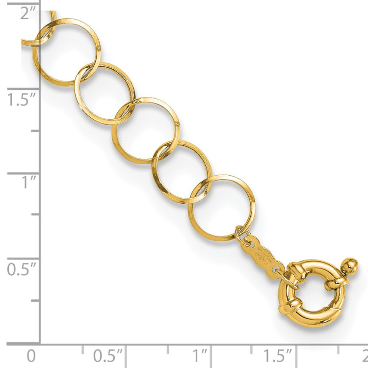 14K Polished Circle Chain 7.5 inch Bracelet