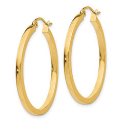 14k 2x30mm Square Tube Hoop Earrings
