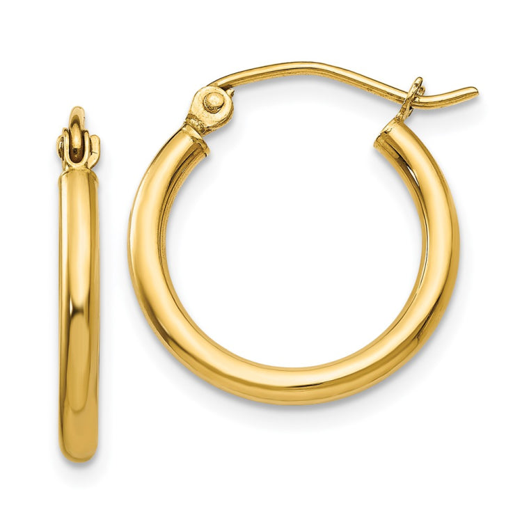 14k 2x18mm Polished Tube Hoop Earrings