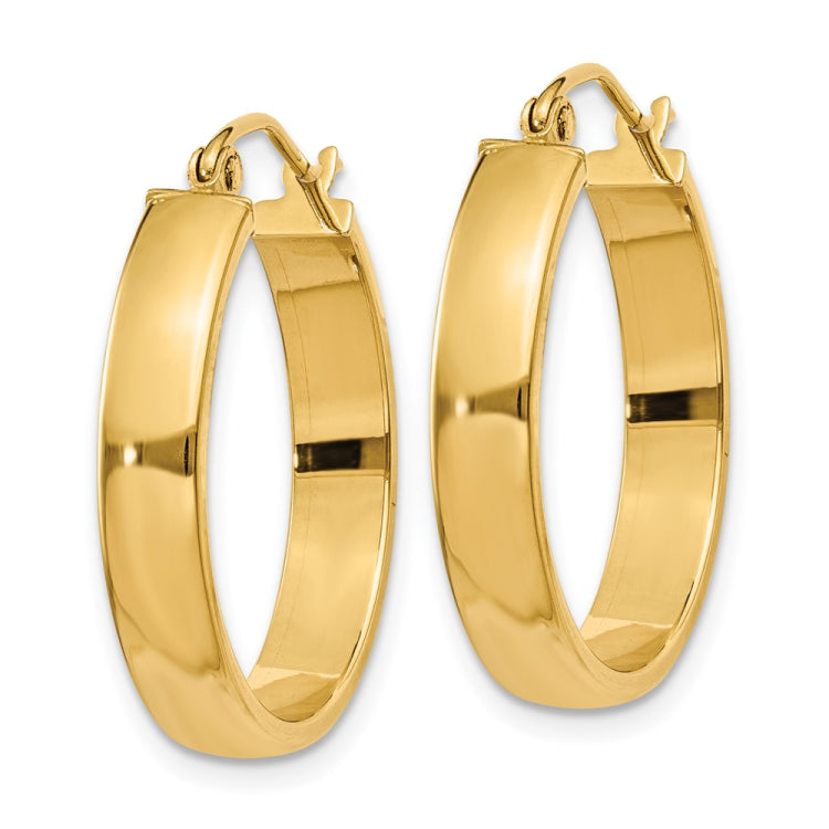14k 4x25mm Polished Tube Hoop Earrings