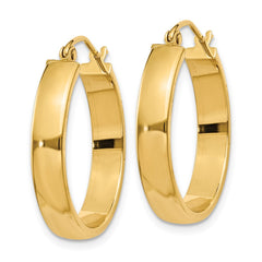 14k 4x25mm Polished Tube Hoop Earrings