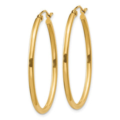 14k 2x35mm Oval Polished Tube Hoop Earrings