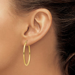 14k 2x35mm Oval Polished Tube Hoop Earrings