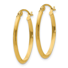 14k 2x22mm Polished Oval Tube Hoop Earrings