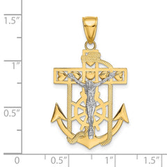 14k Two-tone Mariners Crucifix Pendant