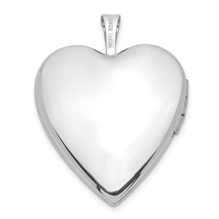 14K White Gold Diamond Star 20mm Heart Locket