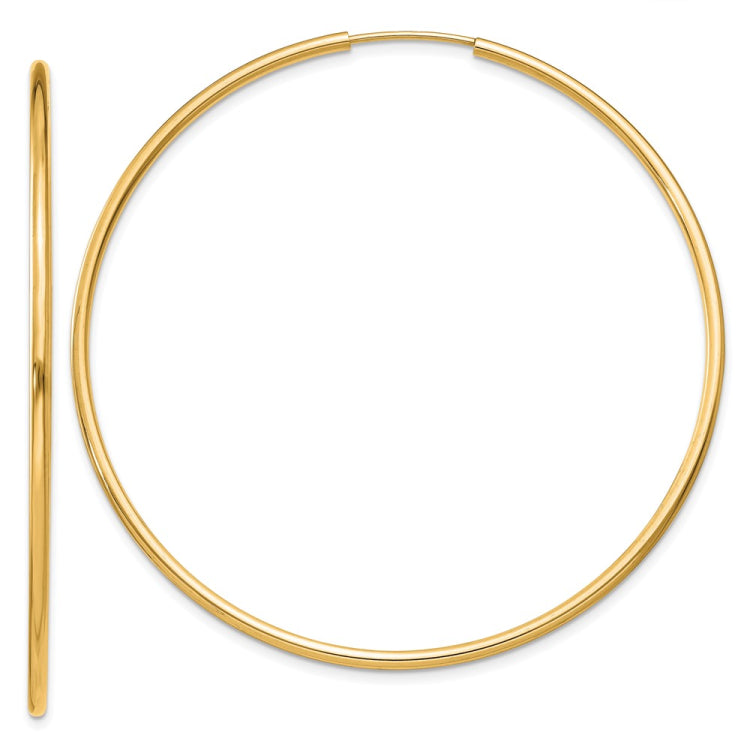 14k 1.5x51mm Polished Round Endless Tube Hoop Earrings