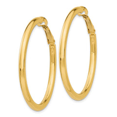 14k 3x41mm Polished Round Omega Back Tube Hoop Earrings