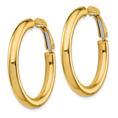 14k 4x35mm Polished Round Omega Back Tube Hoop Earrings
