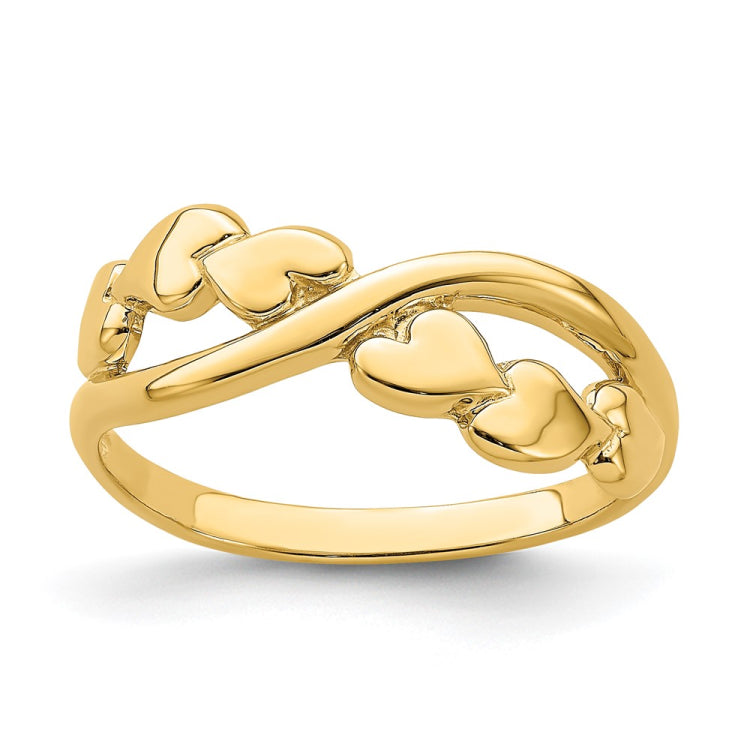14k Polished Cross-over Design Heart Ring