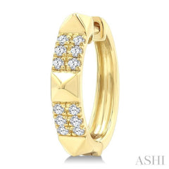 1/4 Ctw Round Cut Diamond Pyramid Huggie Earrings in 10K Yellow Gold