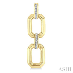 1/10 Ctw Bold Octagonal Link Round Cut Diamond Fashion Earring in Yellow Gold Vermeil
