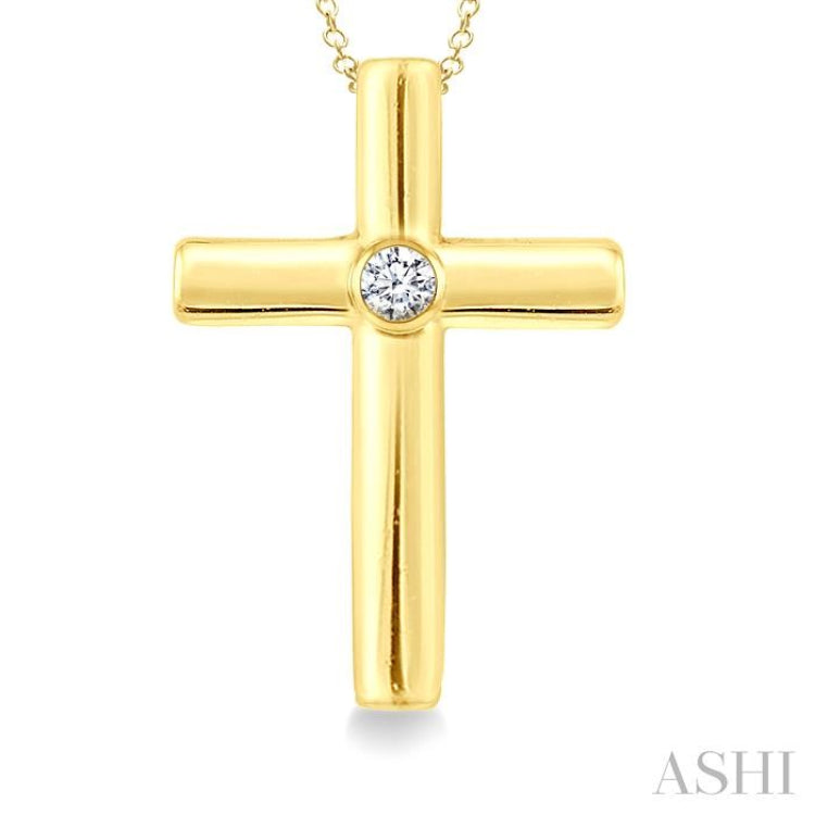 1/50 Ctw Latin Cross Round Cut Diamond Fashion Pendant With Chain in Yellow Gold Vermeil
