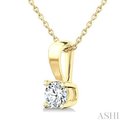 1/4 Ctw Prong Set Round Cut Diamond Solitaire Pendant With Chain in 14K Yellow Gold