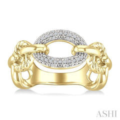 1/10 Ctw Oval Shaped Open Window Link Round Cut Diamond Ring in Yellow Gold Vermeil