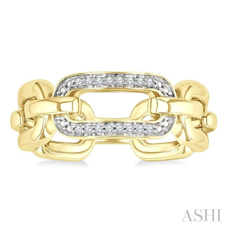 1/20 Ctw Bold Paperclip Round Cut Diamond Fashion Ring in Yellow Gold Vermeil