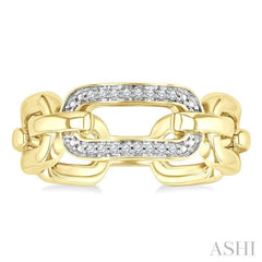 1/20 Ctw Bold Paperclip Round Cut Diamond Fashion Ring in Yellow Gold Vermeil