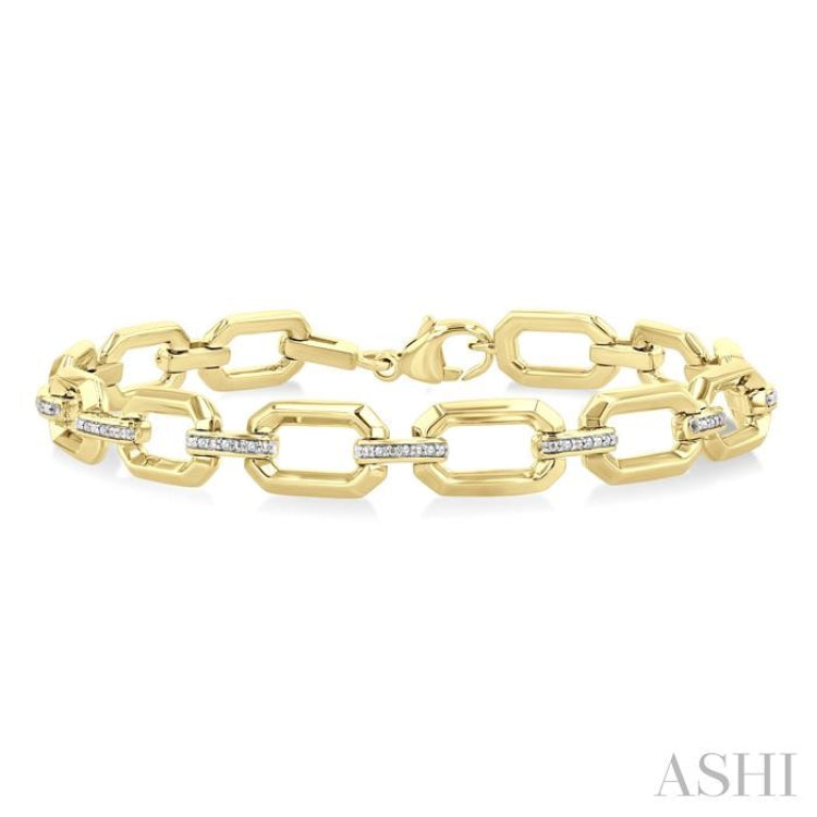 1/10 Ctw Bold Octagonal Link Round Cut Diamond Fashion Bracelet in Yellow Gold Vermeil