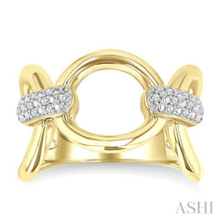 1/10 Ctw Bold Oval & Pear Link Round Cut Diamond Fashion Ring in Yellow Gold Vermeil