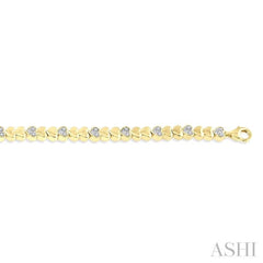 1/6 Ctw Puffed Heart Round Cut Diamond Bracelet in Yellow Gold Vermeil