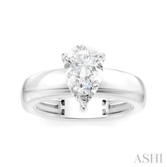 1/20 Ctw Pear Shape Round Cut Diamond Semi-Mount Engagement Ring in 14K White Gold