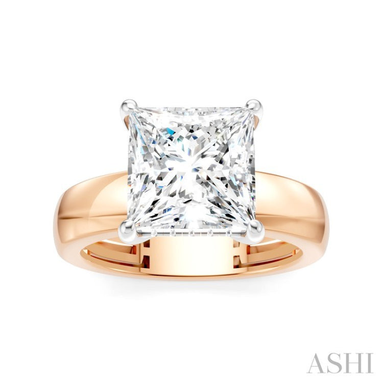 1/8 Ctw Princess Shape Round Cut Diamond Semi-Mount Engagement Ring in 14K Rose and White Gold