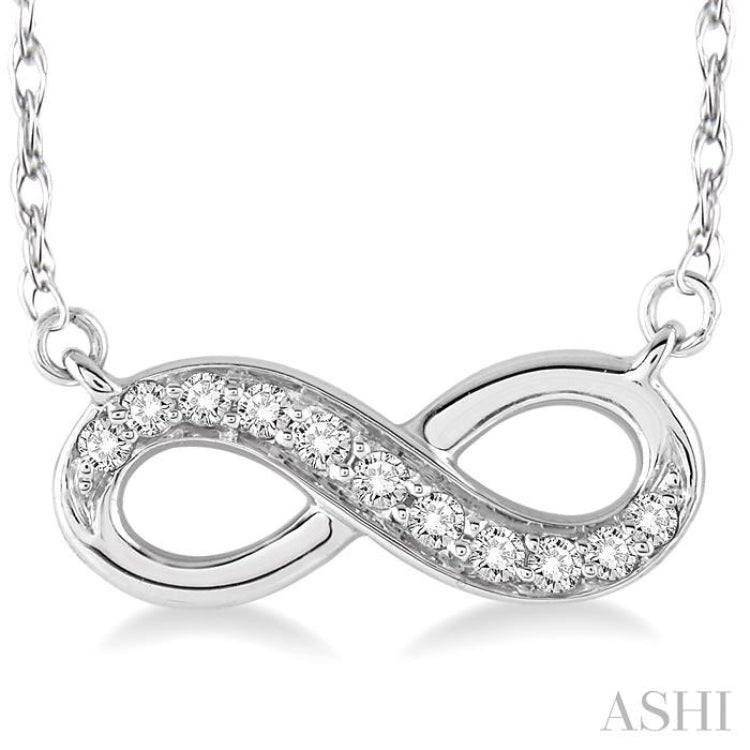 1/6 Ctw Round Cut Diamond Infinity Petite Pendant in 14K White Gold with Chain