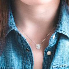 1/3 Ctw Cushion Shape Lovebright Diamond Pendant With Chain in 14K White Gold