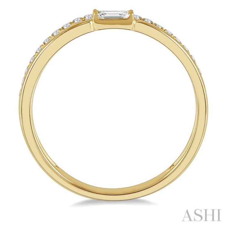 1/5 Ctw Double Row Baguette and Round Diamond Fashion Ring in 14K Yellow Gold