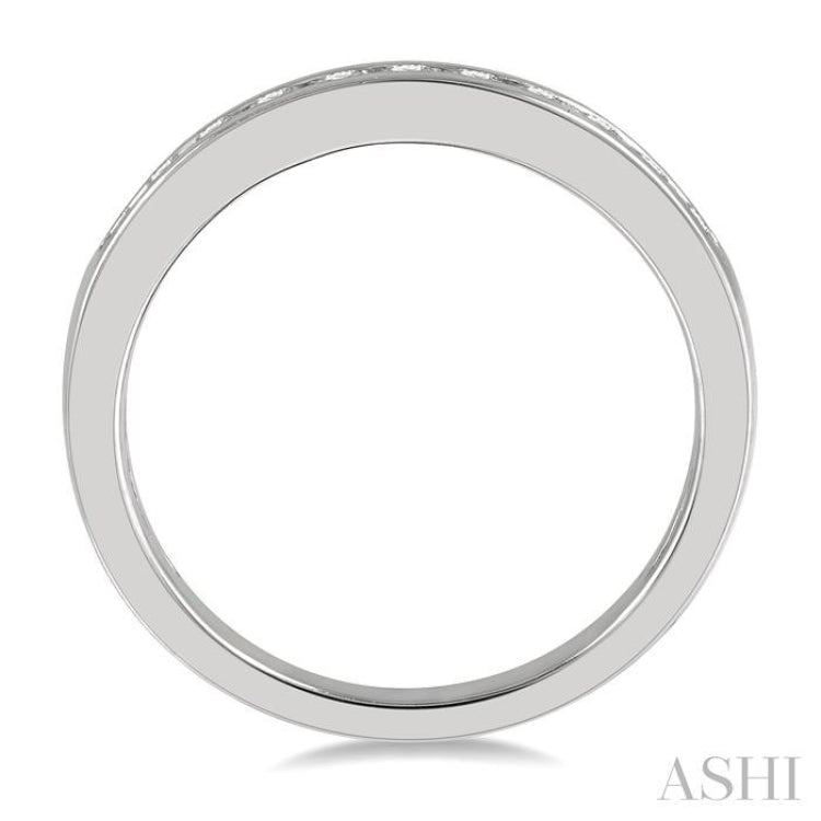1/3 Ctw Channel Set 11 Stone Round Cut Diamond Wedding Band in 14K White Gold