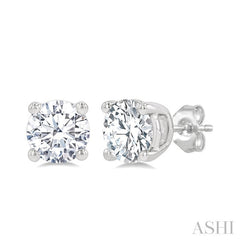1 Ctw Round Cut Diamond Stud Earrings in 14K White Gold