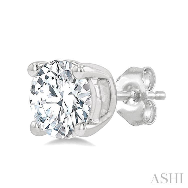 1 Ctw Round Cut Diamond Stud Earrings in 14K White Gold