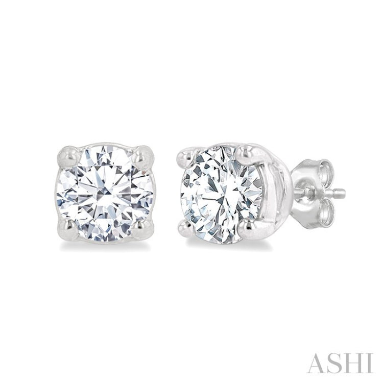 1/4 Ctw Round Cut Diamond Stud Earrings in 14K White Gold