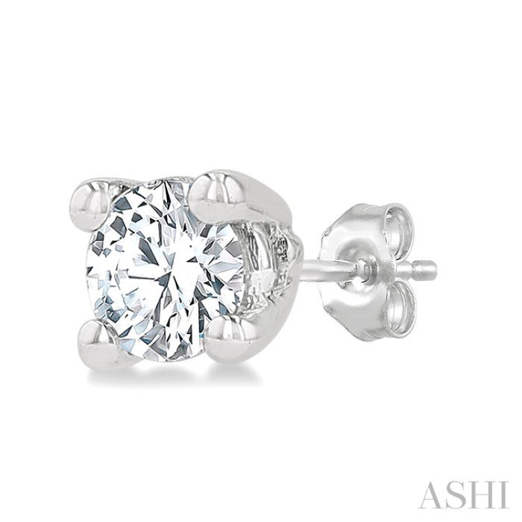 1/10 Ctw Round Cut Diamond Stud Earrings in 14K White Gold