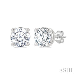 1 1/4 Ctw Round Cut Diamond Stud Earrings in 14K White Gold